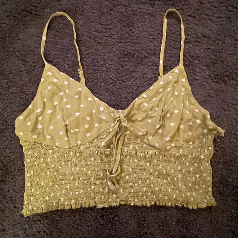 Green flower crop top
